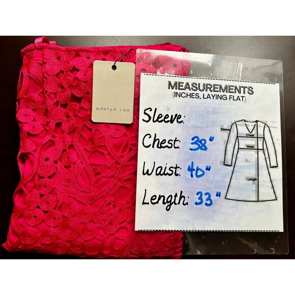 Adelyn Rae WEDDING GUEST ULTRA FEMININE Hot Pink Lace Dress NWT Sz LARGE - Picture 6 of 9